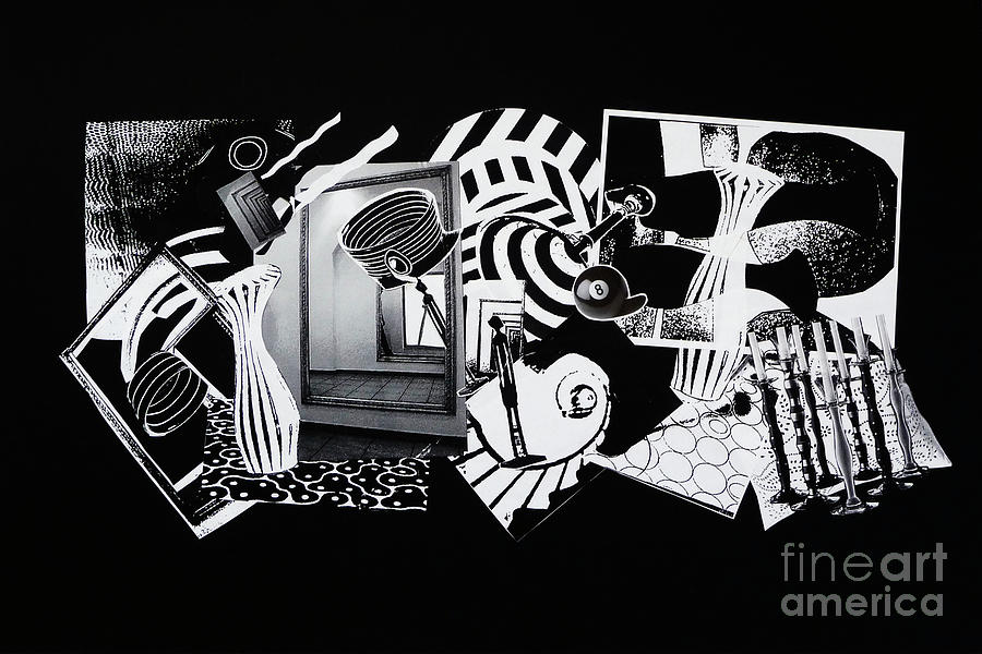 2D Elements in Black and White Mixed Media by Xueling Zou