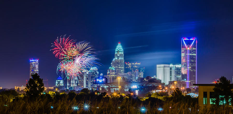 4th Of July Firework Over Charlotte Skyline #3 Photograph by Alex Grichenko