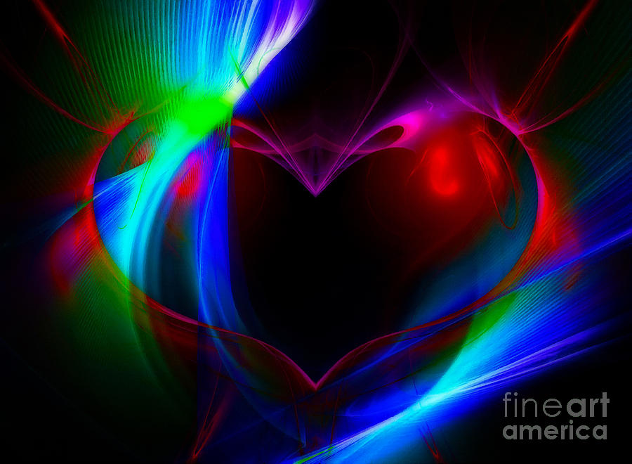 Abstract Digital Art - A Digital painting of abstract colouful heart #3 by Ken Biggs