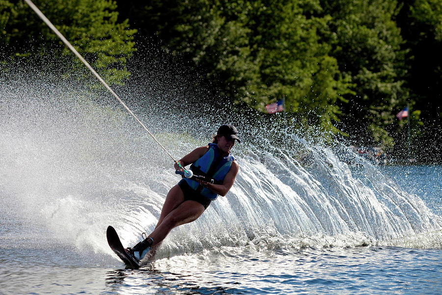 A Female Water Skier Rips A Turn Photograph by Kyle Sparks - Fine Art