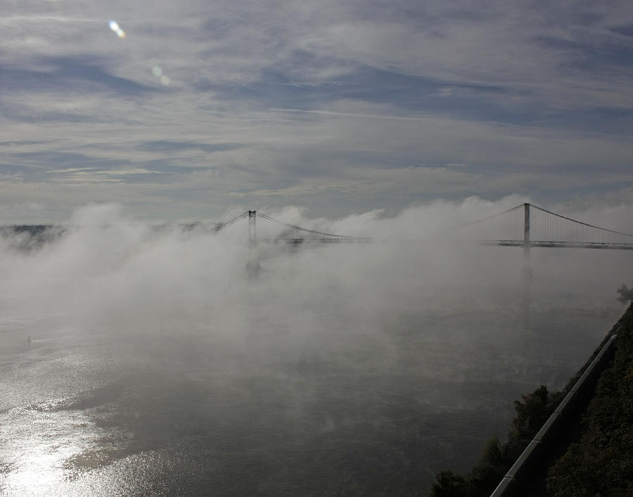 A Foggy Autumn View Of The Mid Hudson Bridge From The Walkway On Photograph