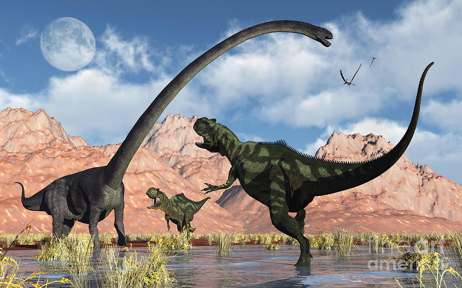Dinosaur Digital Art - A Pair Of Yangchuanosaurus Dinosaurs #3 by Mark Stevenson