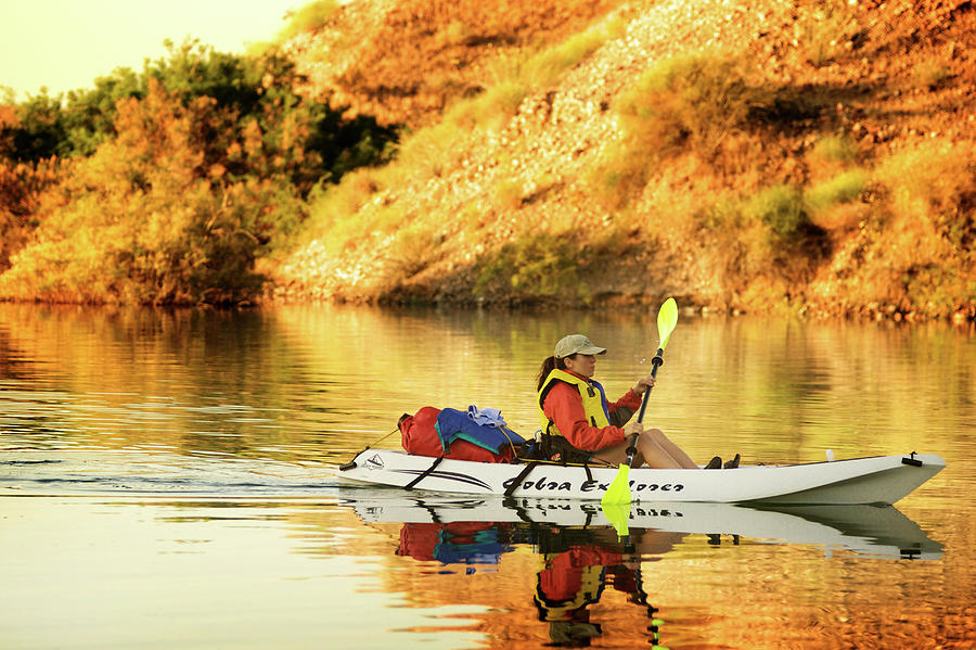 Las Vegas Photograph - A Woman  Kayaking The Colorado River #3 by Jared McMillen