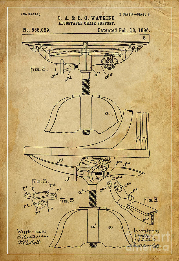 Adjustable Chair Support - year 1896 Mixed Media by Drawspots ...