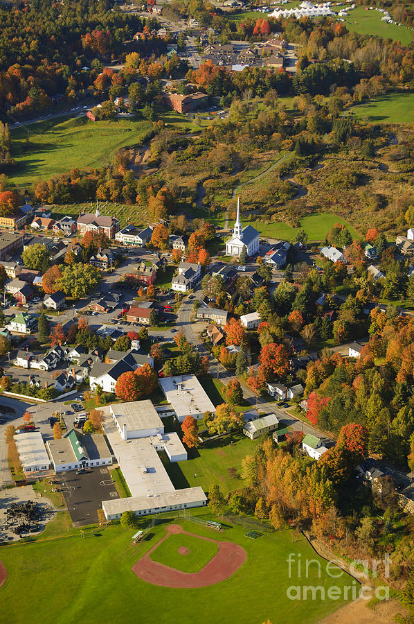 Aerial view of rural Vermont town. #3 Photograph by Don Landwehrle