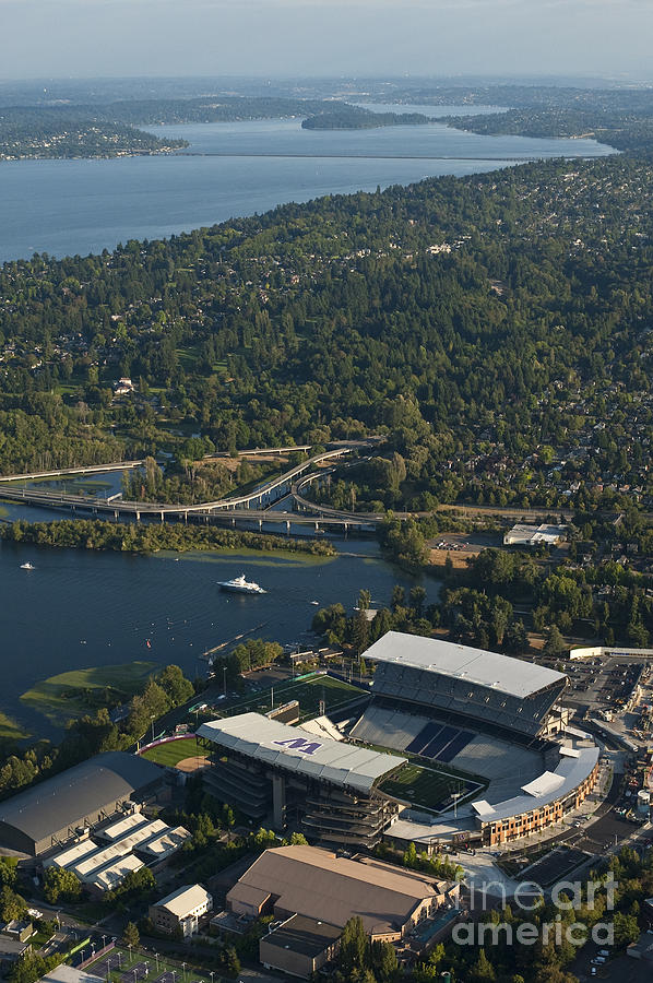 Aerial view of the new Husky stadium #3 Photograph by Jim Corwin