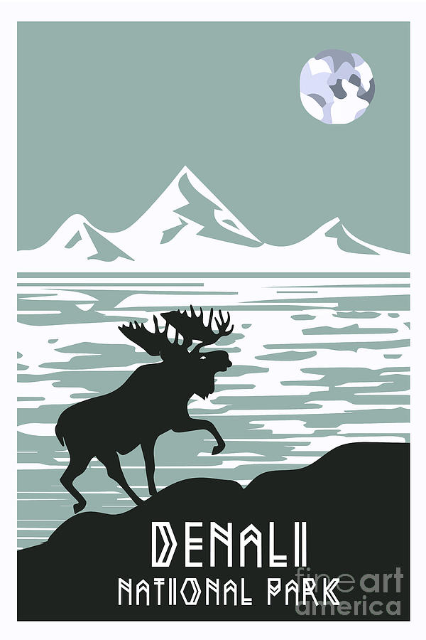 Alaska Denali National Park Poster  #3 Digital Art by Celestial Images