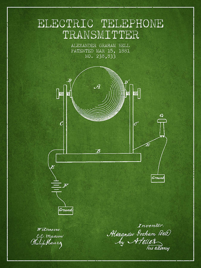 Alexander Graham Bell Electric Telephone Transmitter Patent from ...