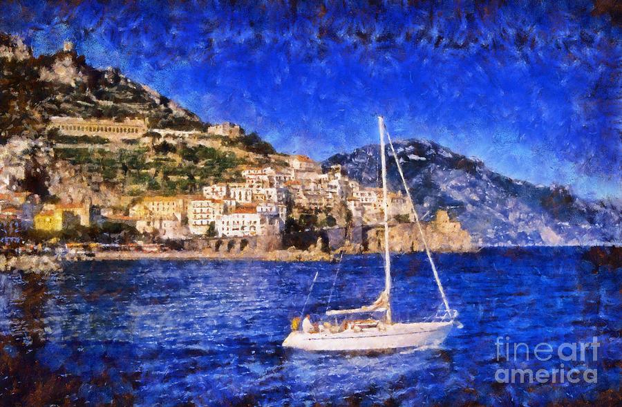 Amalfi town in Italy #5 Painting by George Atsametakis