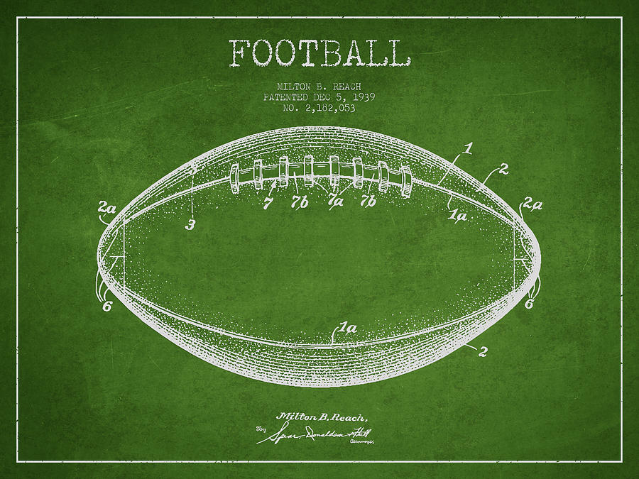 American Football Patent Drawing From 1939 Digital Art