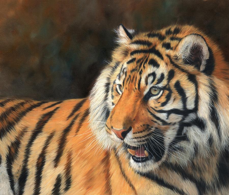 Wildlife Painting - Amur Tiger #4 by David Stribbling