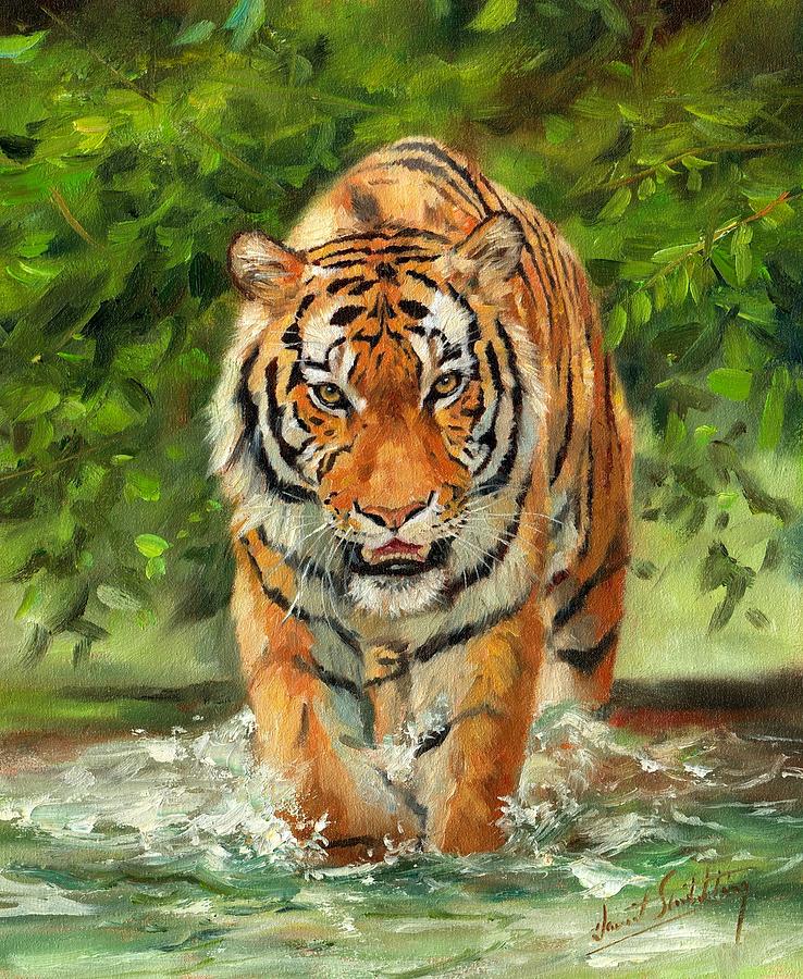 Tiger Painting - Amur Tiger Painting #3 by David Stribbling