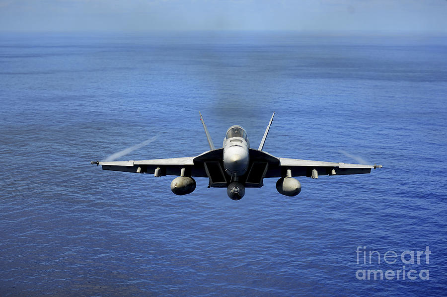 Transportation Photograph - An Fa-18e Super Hornet Over The Pacific #3 by Stocktrek Images