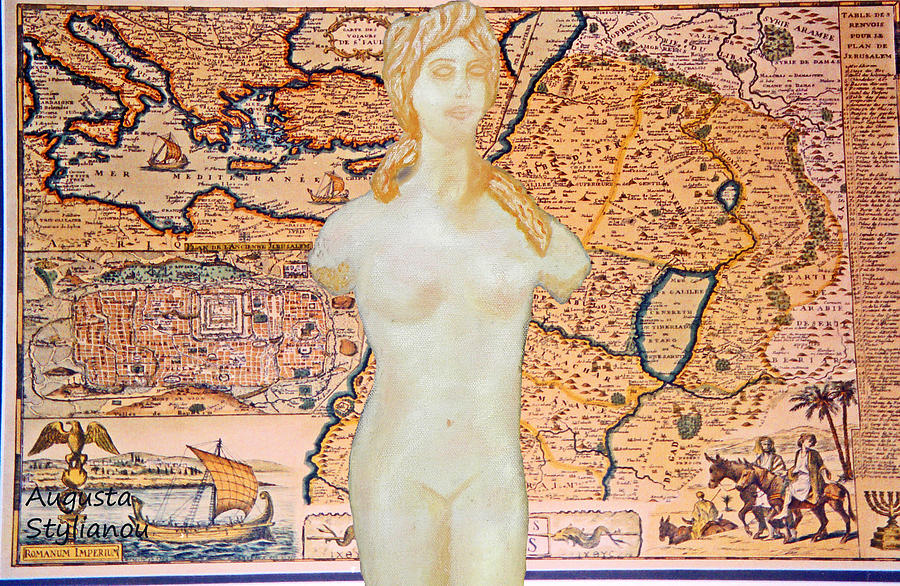 Ancient Middle East Map and Aphrodite #1 Digital Art by Augusta Stylianou