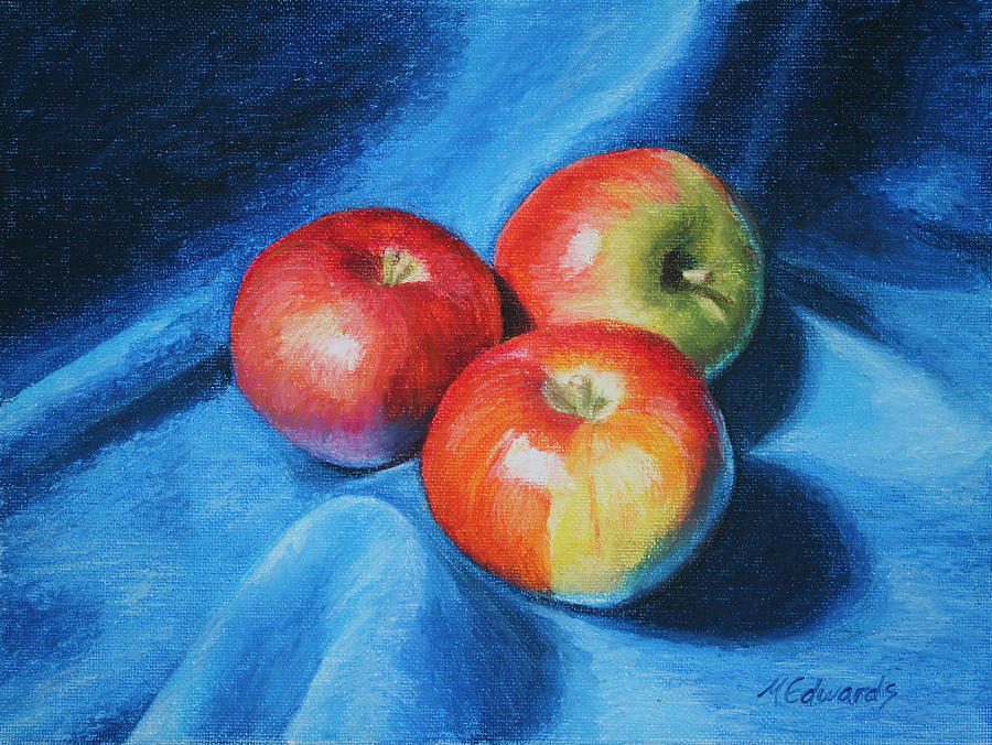 3 Apples Painting by Marna Edwards Flavell