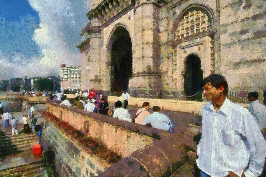 At the Gateway of India #1 Painting by George Atsametakis