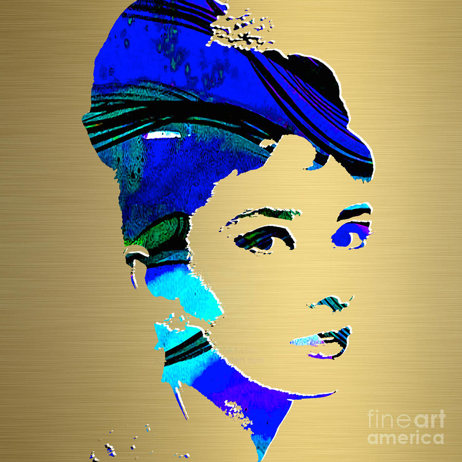 Audrey Hepburn Gold Series #3 Mixed Media by Marvin Blaine
