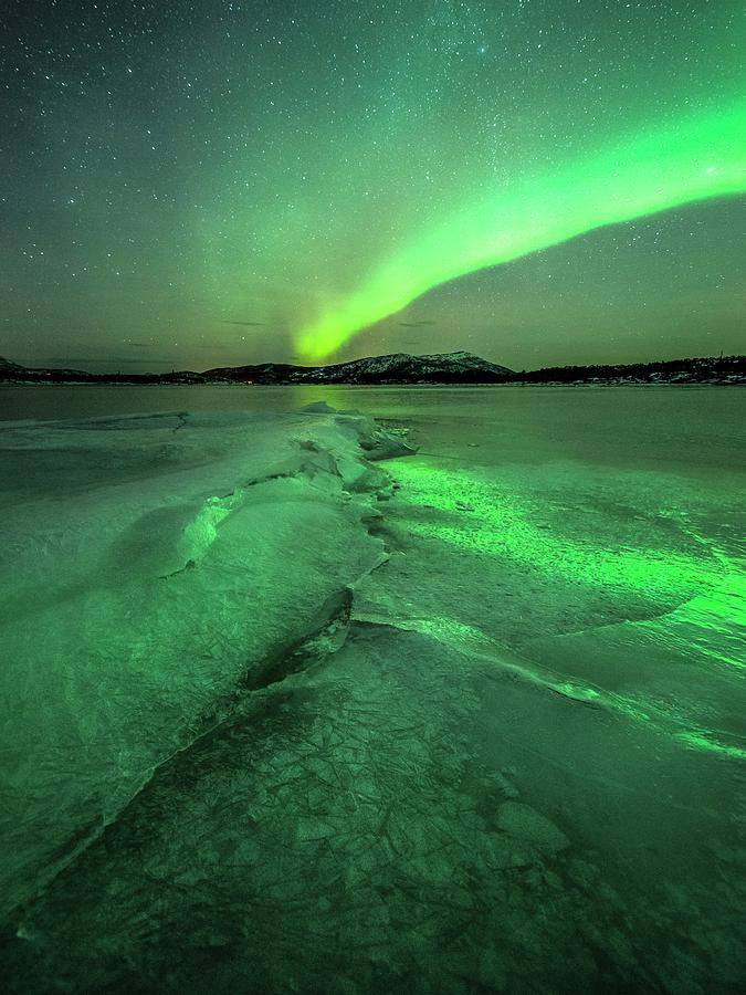 Aurora Borealis Over A Frozen River #3 Photograph by Tommy Eliassen/science Photo Library