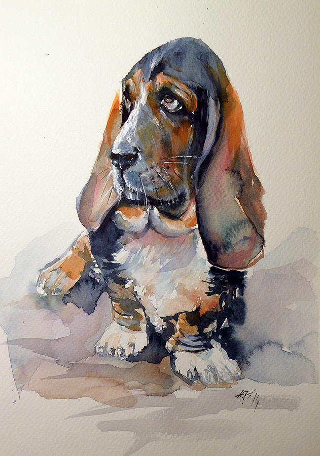 Basset hound #1 Painting by Kovacs Anna Brigitta