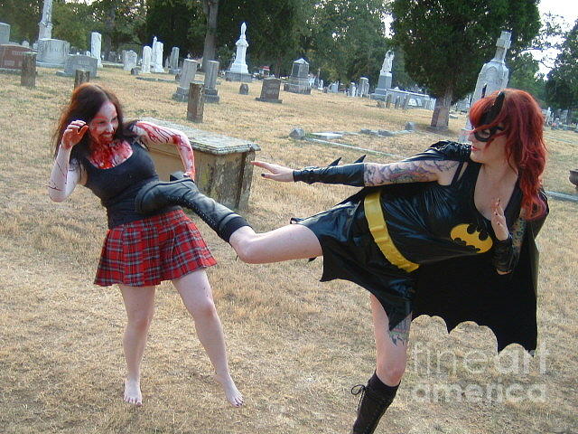 Batgirl versus Zombie #3 Mixed Media by Joshua Brown