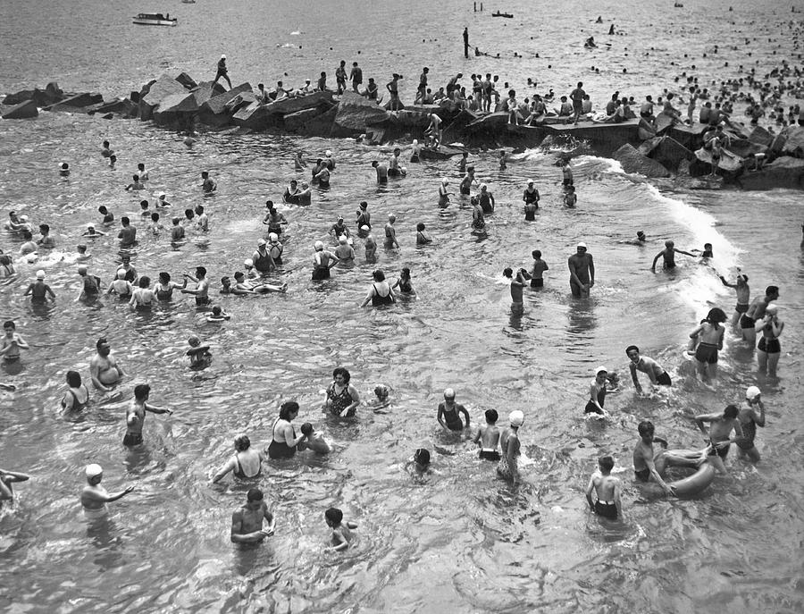 Bathers At Coney Island Photograph by Underwood Archives - Fine Art America