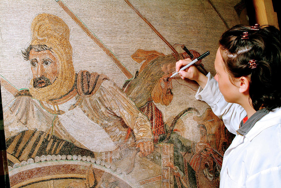 Greek Photograph - Battle Of Issus Mosaic Reconstruction #3 by Pasquale Sorrentino/science Photo Library
