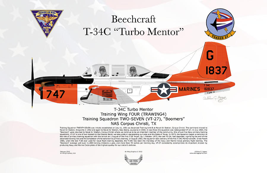 Beechcraft T-34C Turbo Mentor #6 Digital Art by Arthur Eggers