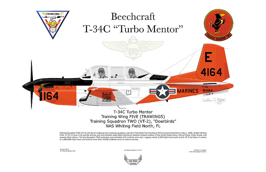 Beechcraft T-34C TurboMentor #1 Digital Art by Arthur Eggers