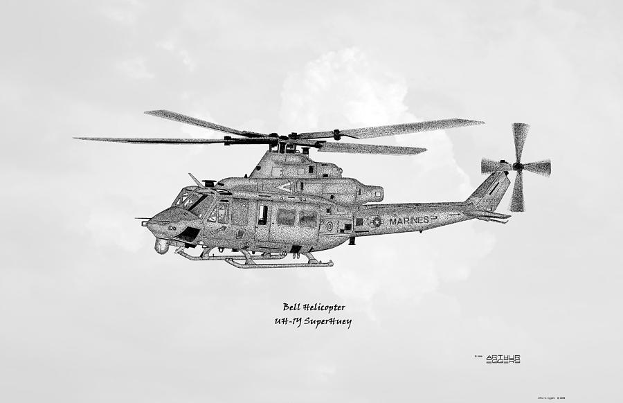 Bell Helicopter UH-1Y Venom CLOUD BACKGROUND Digital Art by Arthur Eggers