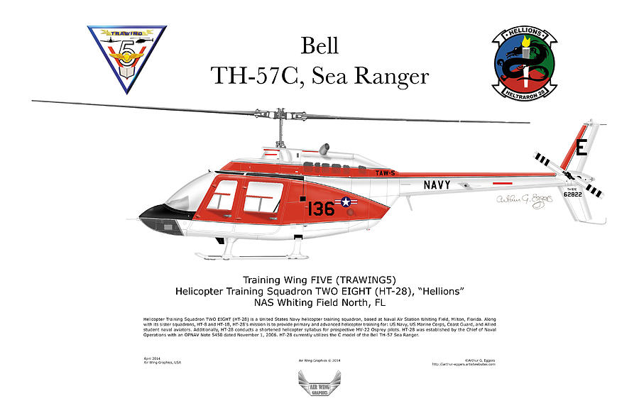 Helicopter Digital Art - Bell TH-57C Sea Ranger #6 by Arthur Eggers