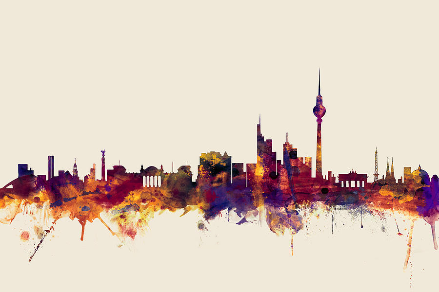 Berlin Digital Art - Berlin Germany Skyline #3 by Michael Tompsett