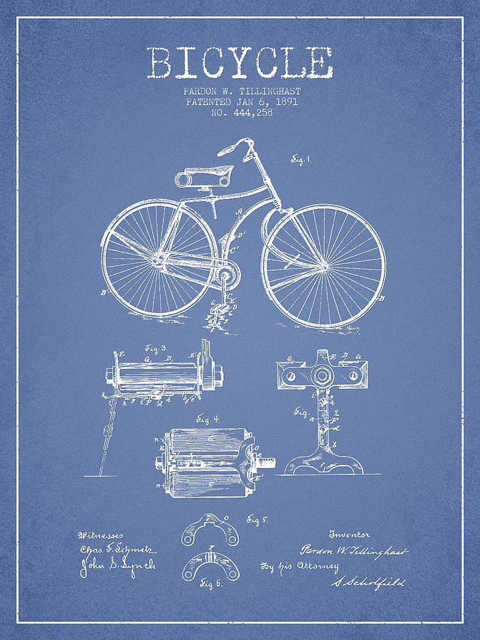 Vintage Digital Art - Bicycle Patent Drawing from 1891 #5 by Aged Pixel