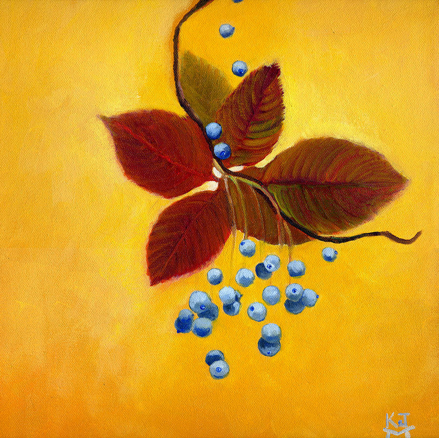 Blue on Yellow Painting by Katherine Miller