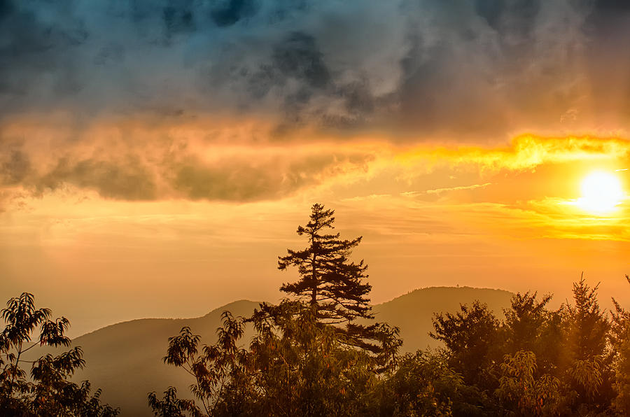 Blue Ridge Parkway Autumn Sunset over Appalachian Mountains  #3 Photograph by Alex Grichenko