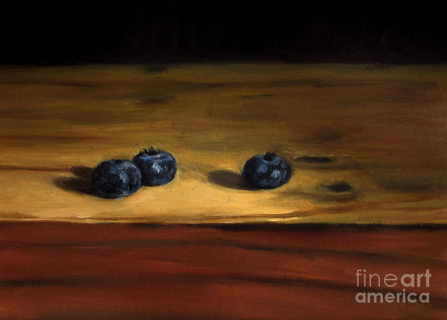 3 Blueberries Painting by Ulrike Miesen-Schuermann