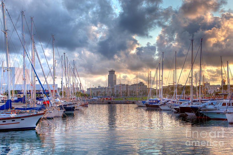 Boats in the harbor of Barcelona #3 Photograph by Michal Bednarek