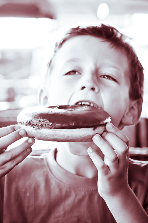 Cake Photograph - Boy with donut #3 by Tom Gowanlock