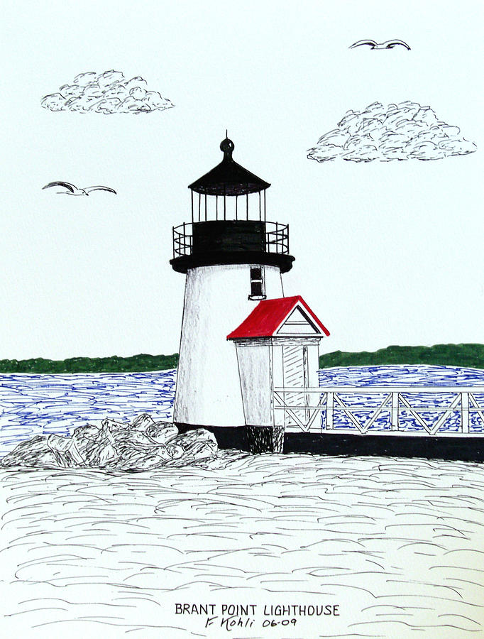 Brant Point Lighthouse #3 Drawing by Frederic Kohli