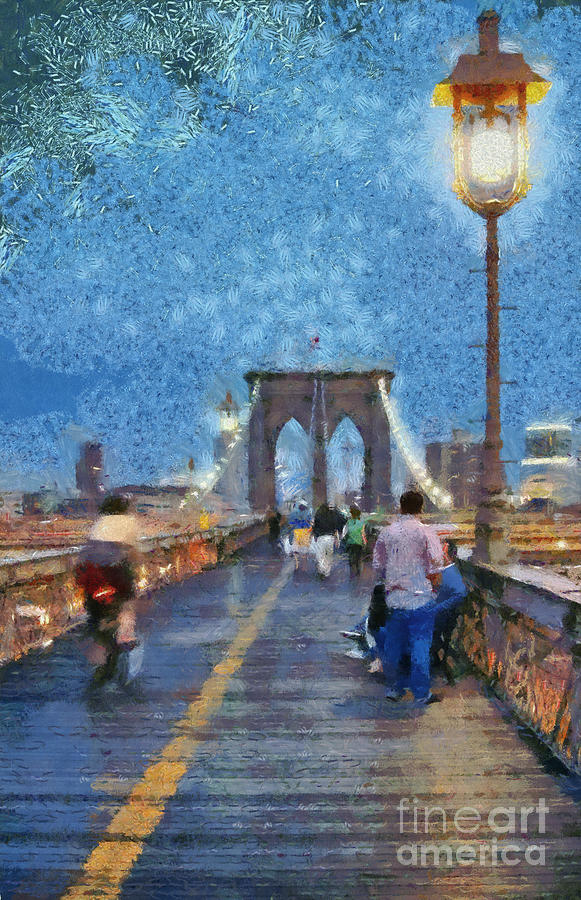 Brooklyn bridge promenade #2 Painting by George Atsametakis