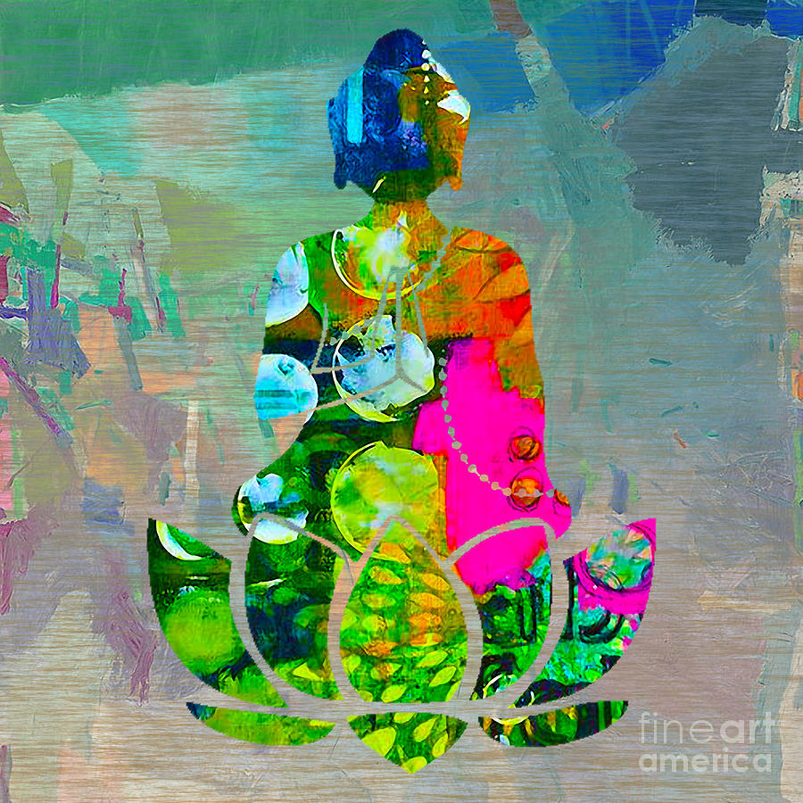 Buddah On A Lotus #2 Mixed Media by Marvin Blaine