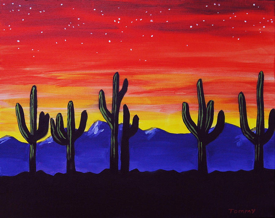 Cactus Row #3 Painting by Tommy Midyette