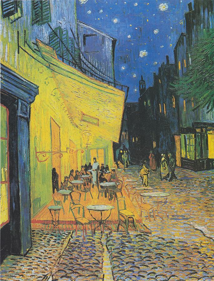 Cafe Terrace at Night #3 Painting by Celestial Images