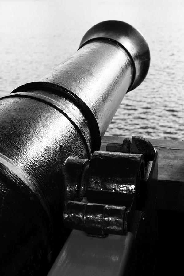 Salute cannon on a tall ship - monochrome Photograph by Ulrich Kunst And Bettina Scheidulin