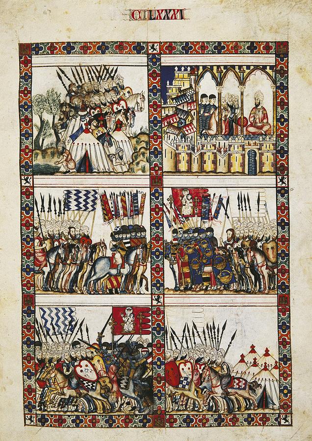 Illustration from Cantigas de Santa Maria manuscript. The Cantigas