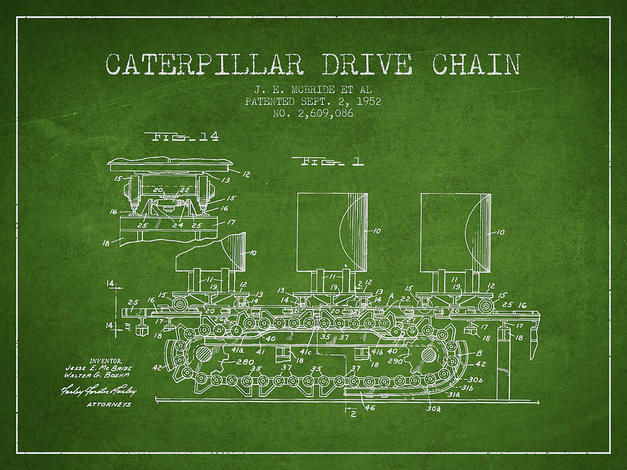 Vintage Digital Art - Caterpillar Drive Chain patent from 1952 #3 by Aged Pixel