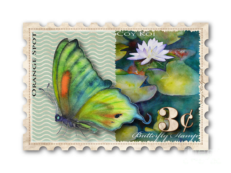 3 Cent Butterfly Stamp Painting by Amy Kirkpatrick