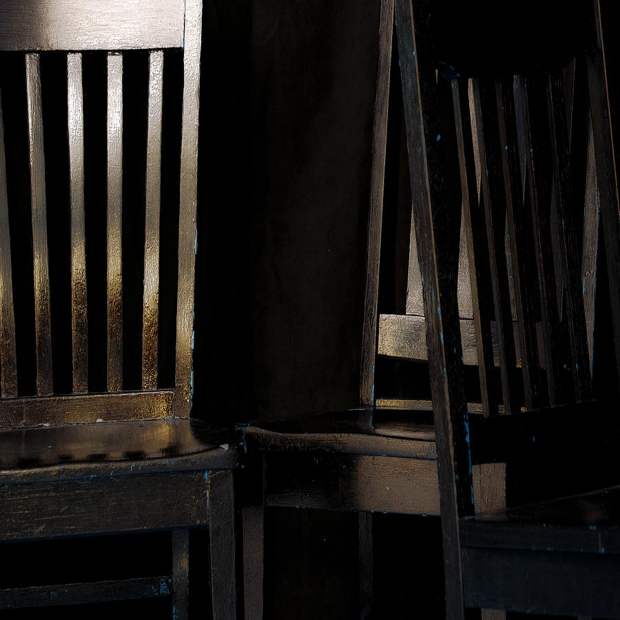 3 Chairs In Golden Light Photograph