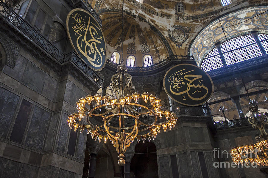 Turkey Photograph - Chandelier at Hagia Sophia #3 by Shishir Sathe