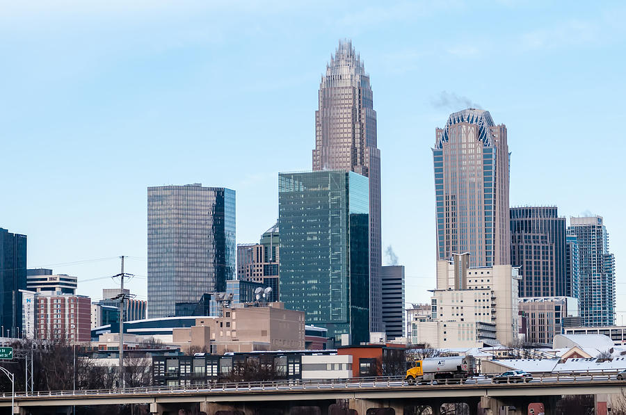 Charlotte Nc Skyline Covered In Snow In January 2014 #3 Photograph by Alex Grichenko