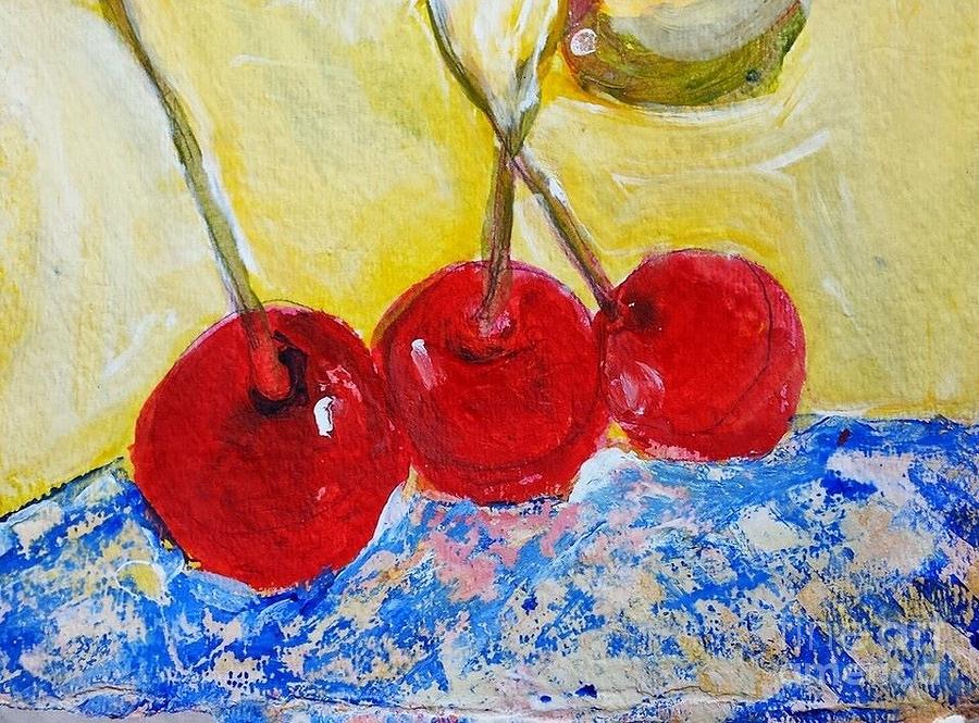 3 Cherries Painting by Sherry Harradence